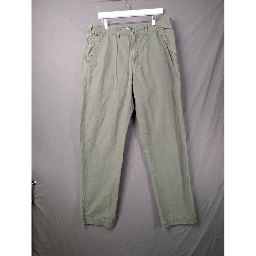 Cabelas Mens 38 Reg Olive Green Cotton Chino Pants Outdoor Work Casual